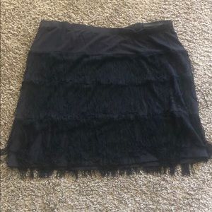 DKNY fringe black skirt